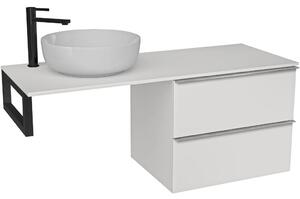 Deska pod umyvadlo Navira Slim - 121x46,5x1,8 cm - skříňka Velora 59 cm - bílá matná, chromová úchytka - konzole černá