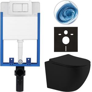 Kompletní WC set Profi/Cesso - černá matná - WC tlačítko Classic/Bílá - pro zazdění - 49x36 cm - 8050BD102
