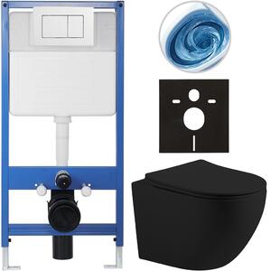 Kompletní WC set Profi/Cesso - černá matná - WC tlačítko Classic/Bílá - předstěnová instalace - 49x36 cm - 8050BD103