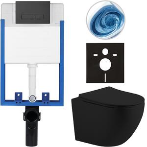 Kompletní WC set Profi/Cesso - černá matná - WC tlačítko Slim/Černá matná - pro zazdění - 49x36 cm - 8050BD110