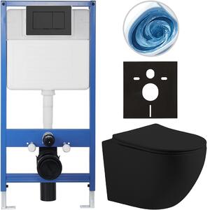 Kompletní WC set Profi/Cesso - černá matná - WC tlačítko Classic/Černá matná - předstěnová instalace - 49x36 cm - 8050BD105