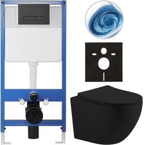 Kompletní WC set Profi/Cesso - černá matná - WC tlačítko Slim/Černá matná - předstěnová instalace - 49x36 cm - 8050BD111
