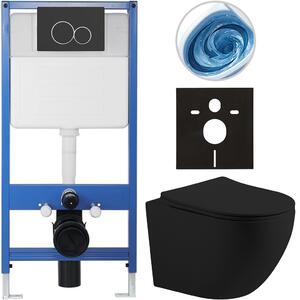 Kompletní WC set Profi/Cesso - černá matná - WC tlačítko Duo/Černá matná - předstěnová instalace - 49x36 cm - 8050BD84351