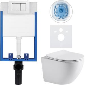 Kompletní WC set Profi/Cesso - bílá lesklá - WC tlačítko Classic/Bílá - pro zazdění - 49x36 cm - 8050BD12