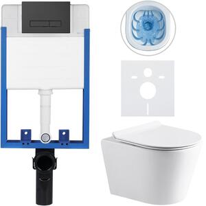 Kompletní WC set Profi/Carlito - bílá lesklá - WC tlačítko Slim/Černá matná - pro zazdění - 48,5x36,5 cm
