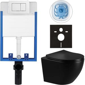 Kompletní WC set Profi/Cesso - černá lesklá - WC tlačítko Classic/Bílá - pro zazdění - 49x36 cm