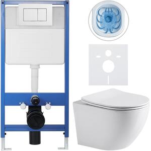 Kompletní WC set Profi/Cesso - bílá lesklá - WC tlačítko Classic/Bílá - předstěnová instalace - 49x36 cm - 481720