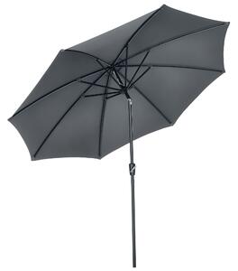 Zahradní slunečník Outsunny Ø300x252 cm s kličkou, nastavitelnou střechou a 8 kovovými žebry pro terasu, balkon a venkovní použití - šedý | Aosom