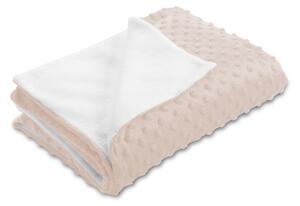 Biante Dětská oboustranná deka Minky puntíky/Polar MKP-010 Pudrově béžová 75x100 cm