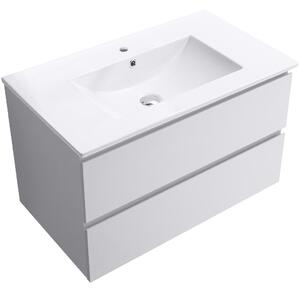 Koupelnová skříňka Carole + keramické umyvadlo Todo - bílá matná - 81x50x46,5 cm