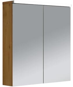 Koupelnová zrcadlová skříňka s LED osvětlením Avia - dub medový - 65x70x16,5 cm