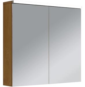 Koupelnová zrcadlová skříňka s LED osvětlením Avia - dub medový - 75x70x16,5 cm