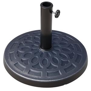 Základna slunečníku Outsunny, hmotnost 12 kg, kulatá, z pryskyřice pro slunečníky s průměrem 38 mm/48 mm, pro terasu a venkovní posezení Ø44x34 cm Bro