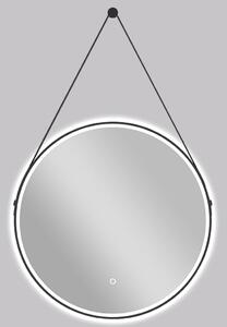 Koupelnové LED zrcadlo Rotondo, kovový rám - černá matná - Ø 60 cm