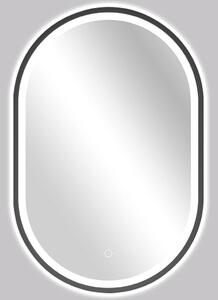 Koupelnové LED zrcadlo Alto, kovový rám - černá matná - 40x60 cm