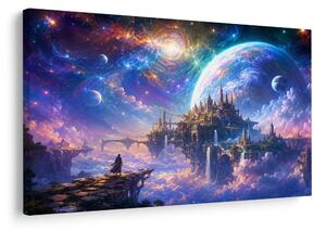 Obraz fantastické město mezi planetami