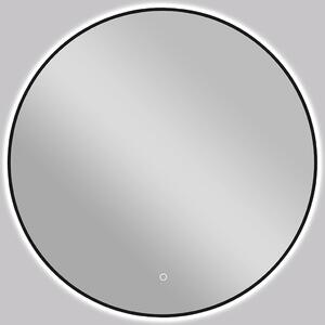 Koupelnové LED zrcadlo Velo, kovový rám - černá matná - Ø 60 cm