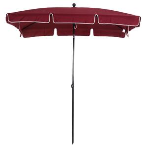 Zahradní slunečník Outsunny z hliníku 198x130x245 cm obdélníkový s naklápěcí funkcí pro terasu a venkovní patio Víno červená | Aosom