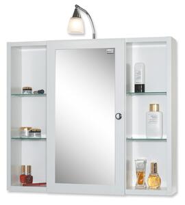 Jokey MDF skříňky LATINA Zrcadlová skříňka (galerka) - bílá - š. 72 cm, v. 78 cm vč. osvětlení, hl. 17 cm 211111020-0110