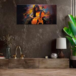 Obraz na plátně - Výuka hry na cello - 60x30 cm