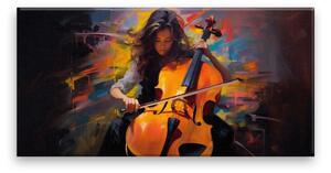 Obraz na plátně - Výuka hry na cello - 60x30 cm