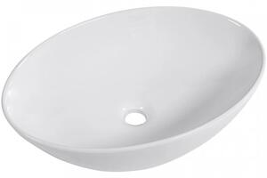 Umyvadlo keramické Ezro - na desku - bílá lesklá - 56x38,5 cm
