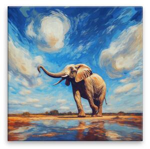 Obraz na plátně - Slon na safari - 40x40 cm - CZ výroba