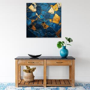 Obraz na plátně - Zlato modrá mozaika - 40x40 cm
