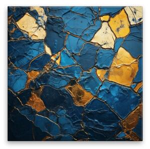 Obraz na plátně - Zlato modrá mozaika - 60x60 cm