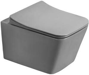MEXEN - Teo WC mísa Rimless, WC sedátko se zpomalovacím mechanismem, Slim, duroplast - šedá světlá matná - 30854061