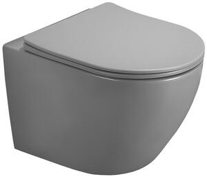 MEXEN - Lena WC mísa Rimless, WC sedátko se zpomalovacím mechanismem, Slim, duroplast - šedá světlá matná - 30224061