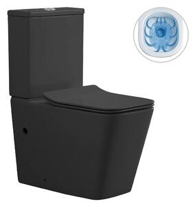WC kombi Forte, Rimless - bezokrajové splachování + Slim/SoftClose sedátko - spodní/zadní odpad- černá matná - 64x36 cm