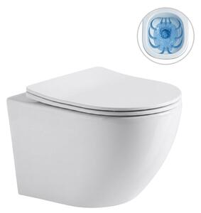 WC závěsné Cesso, Rimless - bezokrajové splachování + Slim/SoftClose sedátko - bílá lesklá - 49x36 cm