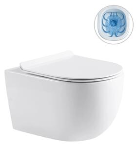 WC závěsné Felci, Rimless - bezokrajové splachování + Slim/SoftClose sedátko - bílá lesklá - 53x37 cm