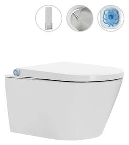 WC závěsné s integrovaným elektronickým bidetem Cronus Premium, Vortex Rimless 180° + SoftClose sedátko - bílá lesklá - 59,3x38,4 cm