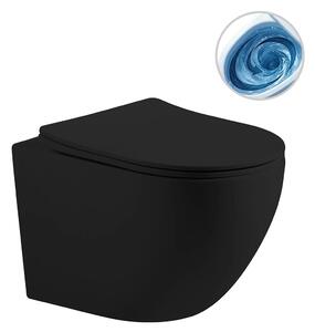 WC závěsné Cesso, Vortex - vírové splachování + Slim/SoftClose sedátko - černá matná - 49x36 cm