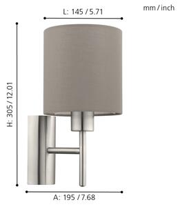 Eglo 94925 - Nástěnné svítidlo PASTERI 1xE27/60W/230V taupe