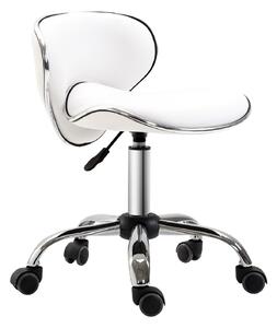 HOMCOM Rolling Stool Pracovní Stolička s Nastavitelnou Výškou 44-56 cm a Opěradlem, 360° Otočná Kancelářská Stolička pro Masážní Salón, Kancelář, Klin