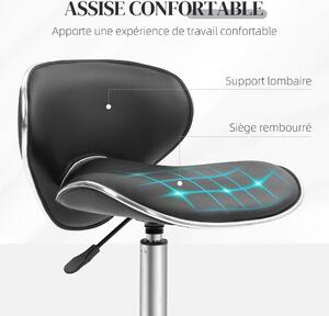 HOMCOM Rolling Stool Pracovní Stolička s Nastavitelnou Výškou 44-56 cm a Opěrkou, 360° Otáčecí Stolička do Kanceláře pro Masážní Salón, Kancelář, Klin