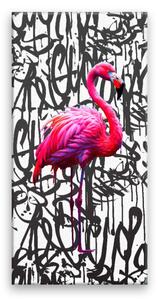 Obraz na plátně - Graffiti plameňák - 30x60 cm