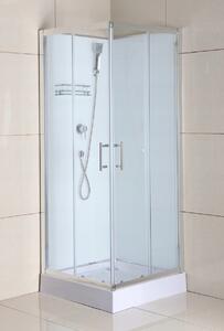 SAVANA - Sprchový kout LIZA WHITE, čtvercový, 80 x 80, chromový profil, průhledné sklo, zadní strana bílá, vanička, bez stříšky