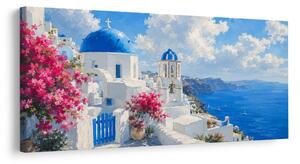 Obraz kvetoucí Santorini pod letní oblohou