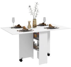 HOMCOM Skládací stůl s koly, Moderní design, Úsporný skládací jídelní stůl, 140 × 80 × 74 cm, Bílý | Aosom