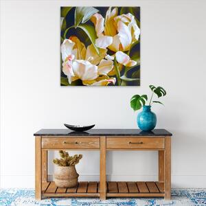 Obraz na plátně - Dva okrasné tulipány v odkvětu - 40x40 cm