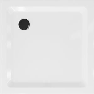 MEXEN - Sprchová vanička, čtvercová Slim 80x80 cm - bílá, sifon - černá - 40108080B
