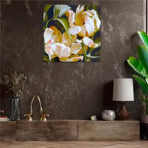 Obraz na plátně - Dva okrasné tulipány v odkvětu - 40x40 cm