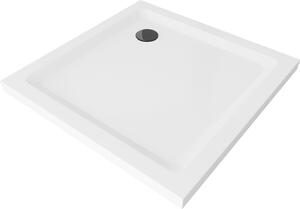 MEXEN - se sifonem sprchová vanička, čtvercová Slim 70 x 70 cm - bílá, sifon - černá - 40107070B