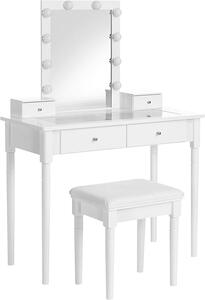VASAGLE Toaletní stolek s osvětlením 90x40x133,5cm bílý