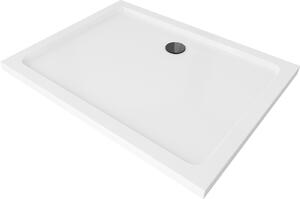 MEXEN - sprchová vanička, obdelníková Slim 80 x 70 cm - bílá, sifon - černá - 40107080B