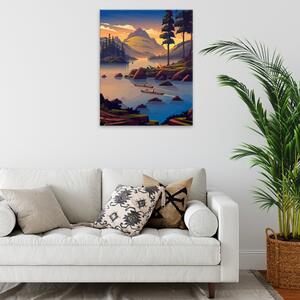 Obraz na plátně - Kempování u jezera - 40x50 cm